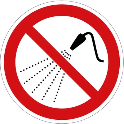 Niet met water sproeien verbodsbord - P016 | gecoat dibond materiaal | 10 cm