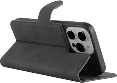 Just in Case hoesje geschikt voor iPhone 15 Pro Max Hoesje met Pasjeshouder - Premium Bookcase - Zwart
