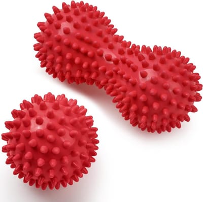 Set van 2 Kleine Stekelige Massageballen voor Spierontspanning, Ideaal voor Voeten, Rug en Nek, Effectieve Fascia Behandeling en Spierpijn Verlichting