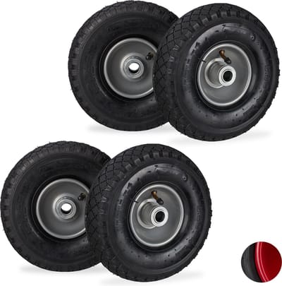 4x steekwagenwiel 3.00-4 - luchtbank steekwagen - 360x85 mm reserve band