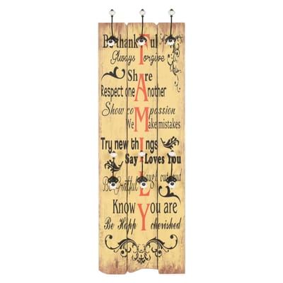 vidaXL - Wandkapstok - met - 6 - haken - FAMILY - 120x40 - cm