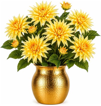 Mica Decorations Kunstbloem Dahlia Artistic - 6x - H74 cm - geel - kunststof - stelen kunstbloemen - boeket - bloemetjes