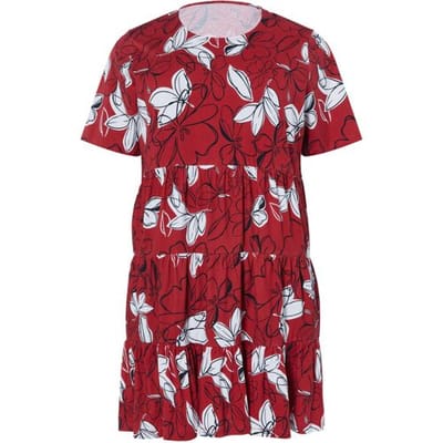 ESMARA Dames jurk - plus size (Rood/print, XL (48/50))