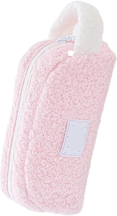Fuzzy Fleece Etui - Pennenzak Rits Etui - Bureau Organisatie - Esthetisch Corduroy Materiaal