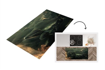 Keukenloper - Loper keuken - Vissen - Rivier - Grijs - 120x60 cm - Keukenloper vinyl