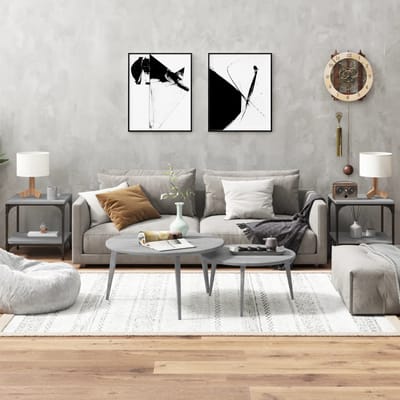 vidaXL - Bijzettafels - 2 - st - 40x40x40 - cm - bewerkt - hout - grijs - sonoma - eiken