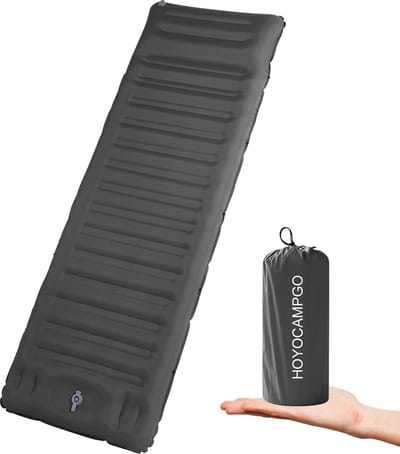 Isomat, zelfopblazend, isolerende campingmat, ultralicht, outdoor slaapmat met voetdrukpomp, extra dik, 12 cm opblaasbaar luchtmatras, duurzaam, opvouwbaar matras met kussen voor wandelen, reizen