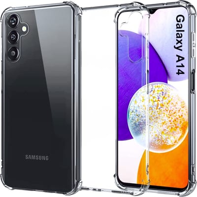 AziLine Shockproof Case Geschikt voor Samsung Galaxy A14 - Transparante Luxe A14 5G Bescherming Hoesje - Maximaal Stevig en Premium Kwaliteit geschikt voor Samsung Galaxy A14