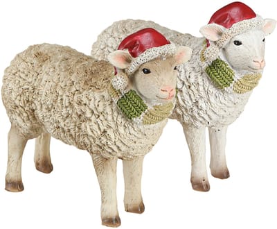 Kerstfiguren schapen met muts en sjaal L16cm 2 stuks, 2 Stück