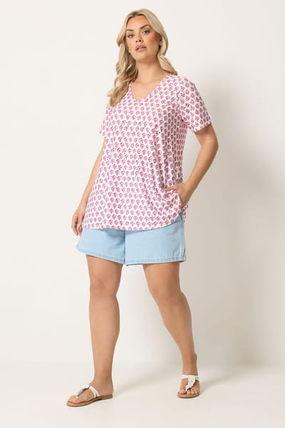 Yours Witte En Roze Swingtop Met Broderie Size 42