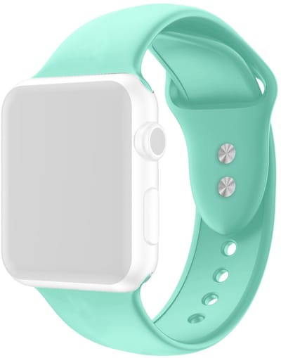 By Qubix - Geschikt voor Apple Watch bandje - Siliconen sportbandje - Mint Groen - Dubbele druksluiting - Geschikt voor Apple Watch 38mm / 40mm / 41mm / 42mm - siliconen sport bandje - smartwatchbandje