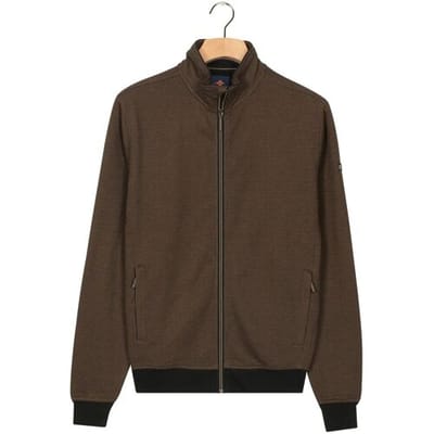 Baileys Vest Sweat Zip Two-Tone Jacquard Doubleface Interlock Coffee Brown / male
