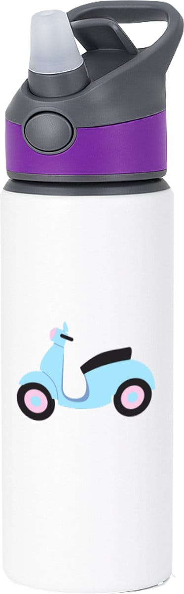 Hacebo® - Scooter waterfles met rietje paars - Motor - Scooter rijders - Brommer - Motorvoertuig - water fles - 650ML