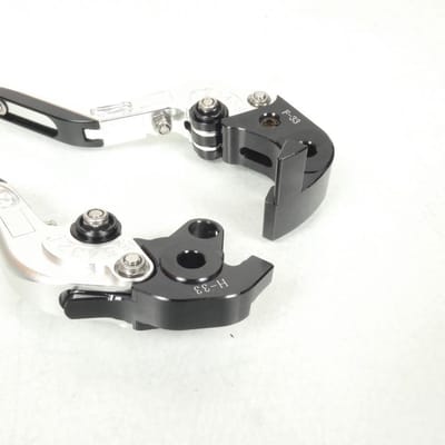 Levier frein droit Sifam pour Moto Honda 1000 Cbr Rr Fireblade 2004 à 2007 alu CNC noir argent / paire Neuf