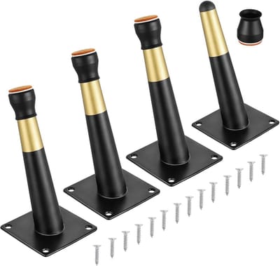 Set van 4 Schuin Afgewerkte Meubelpoten Zwart Goud 15 cm - Metalen Kastpoten voor Bank en Tafel