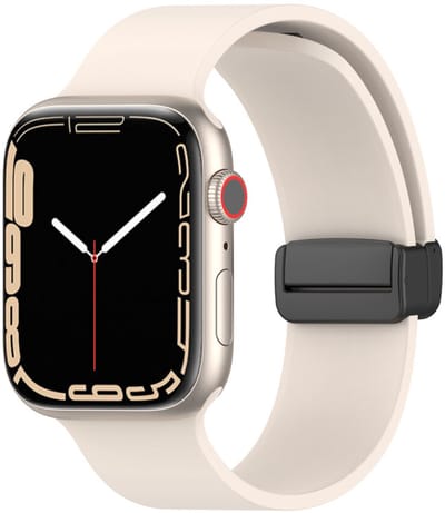 Siliconen bandje - geschikt voor Apple Watch 1/2/3/4/5/6/7/8/9/10/11/ SE (1,2,3) met maat 38 mm / 40 mm / 41 mm en 42 mm (Watch 10/11) - beige