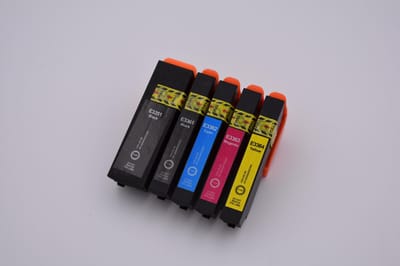 KATRIZ® huismerk inkt voor Epson 1x T3351XL BK  + 1x T3361XL BK + 1x T3362XL c + 1x T3363XL M + 1x T3364XL Y |(5stuks) | - Met chip