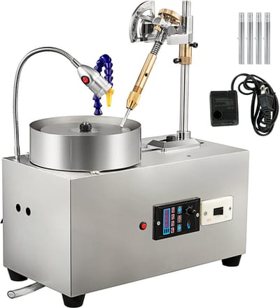 VEVOR Gem Faceting Machine Lapidaire Sieraden Polijstmachine voor Gem Snelheid 2800 Rpm, 180w Gem Facetten Machine, Gem Snijmachine met Mechanische Handvat, Rock Slijpen Polijstmachine voor Gem Jade