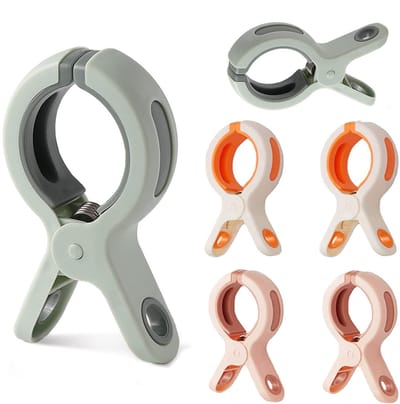 Dailygoods- Knijpers Jumbo Formaat - Handdoekclips Winddicht - Handdoekklemmen Strandstoelen - Antislip Rubberen Afdichtingen - 6 Stuks - Geschikt voor Beddengoed en Wasgoed