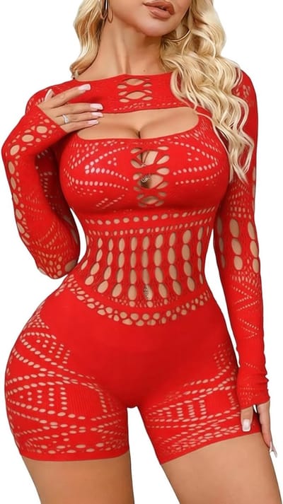 Sexy Mesh Lingerie voor Dames | Elastische Babydoll met Lange Mouwen | Verleidelijke Ondergoed voor Feestjes en Clubwear