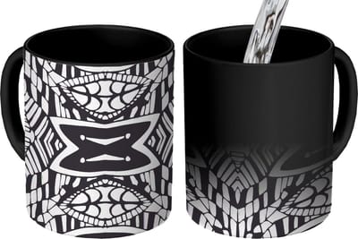 Magische Mok - Foto op Warmte Mokken - Koffiemok - Patronen - Contrast - Geometrisch - Magic Mok - Beker - 350 ML - Theemok