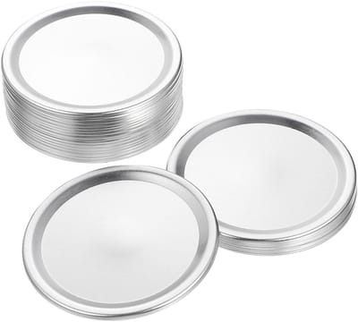 Dailygoods- Conserven Deksel Herbruikbaar - Split-Type Deksel - Lekbestendig - Zilver - Voor Mason Jar - Set van 24 Deksels