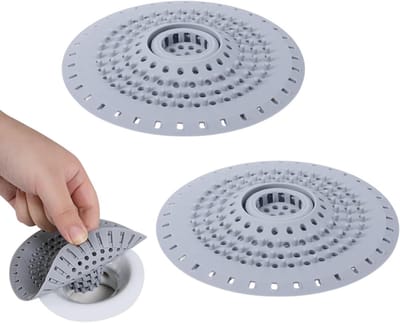 Afvoerzeef Set - Haarfanger Douche - Afvoer Verstopping Voorkomen - Met Zuignappen - 2 stuks - Grijs
