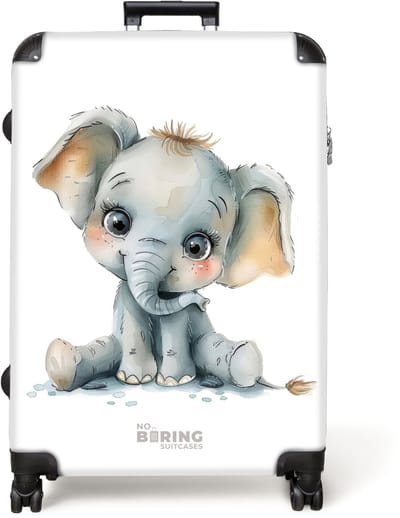 NoBoringSuitcases.com® - Koffer groot - Reiskoffer lichtgewicht - Baby olifant - Rolkoffer met 4 wielen - Grote trolley XL - 98 liter bagage