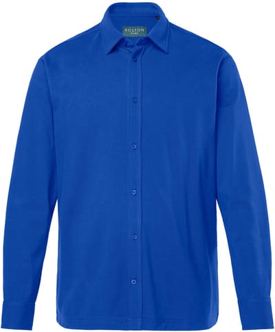 Boston Park - Heren - Piqué overhemd lange mouwen kentkraag comfortabele pasvorm - Kobaltblauw - Maat 3XL