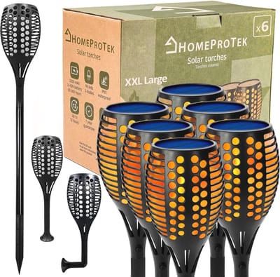 Zonne-energie LED Tuinlampen - 6 Stuks Waterdichte Buitenverlichting met Vlameffect
