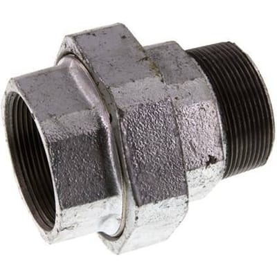 Rp 2'' x R 2'' F/M Verzinkt Gietijzeren Borstnippel 3-delig met Vlakke afdichting 25 Bar - FL2S-FM-IZ-200R-T