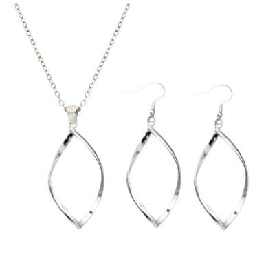 Set -Single Twist -zilverkleur- ketting en oorbellen- Charme Bijoux