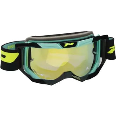 Progrip PG3303-404 FL Vista Motorcross Bril Zwart Groen Geel Spiegelglas