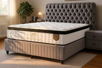 BSS Bedding Fluffy Paris - Boxspring - Boxspring met Opbergruimte - Inclusief Dekbed - 180x200 - Grijs