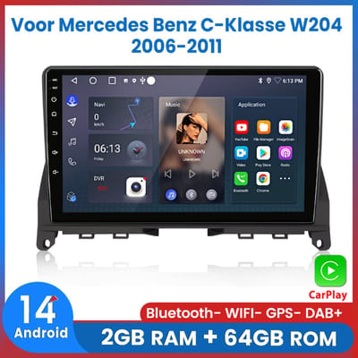 Awesafe Geschikt Voor Mercedes Benz C-Klasse W204 2006 t/m 2011 Autoradio - Met navigatie GPS - 2GB+64GB - Bluetooth WIFI - Apple Carplay & Android auto - Radio scherm - 2006 2007 2008 2009 2010 2011