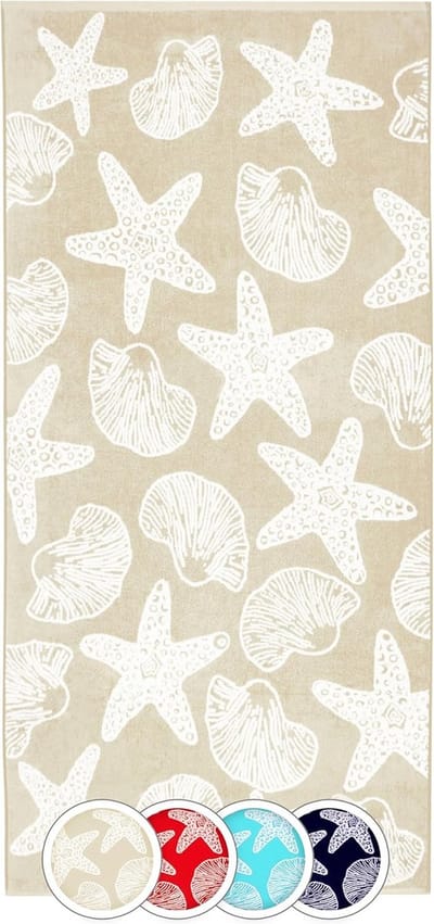 JGS ® Strandlaken, 90 x 180 cm, katoen, beige