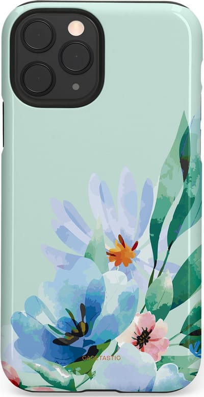 Casetastic hoesje geschikt voor Apple iPhone 11 Pro - Dubbellaagse bescherming - Lente schildering - Fashion Case - Lichtgrijs Lichtblauw Mintgroen