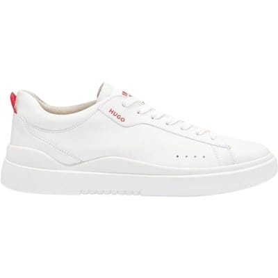 Hugo Boss Heren Tenn Leren Platte Trainers (Wit)