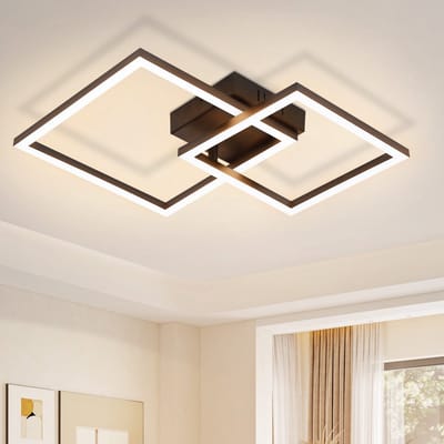 NETTLIFE Plafondlamp LED - Zwart - 2Lichts - vierkant - 3000K Warm wit Licht - Moderne Plafondverlichting - Metaal - 20W Woonkamerlamp - voor Slaapkamer | Keuken | Kinderkamer - 34.5cm
