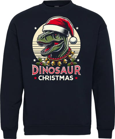 Kersttrui Dinosaurus | Foute Kersttrui Dames Heren | Kerstcadeau | Kerstpakket | Navy | maat XS