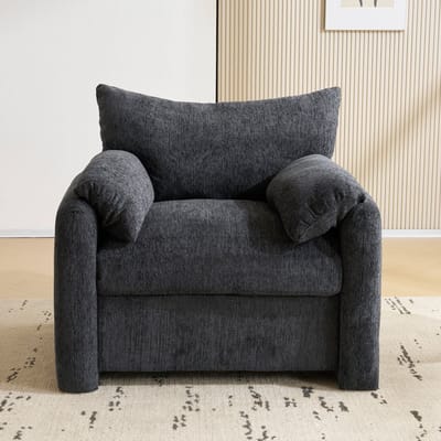 Moderne grote fauteuil - decoratieve stoel - eenpersoonsbank - loungechair - geschikt voor woonkamer en slaapkamer - grijs