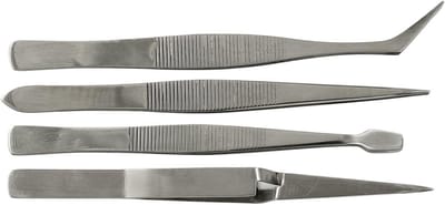 Pincet Set - Precisie Tangen - Fijn Handwerk - Vier Verschillende Punten - 11 cm - Metaal