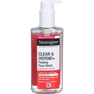 Neutrogena Clear & Defend+ Peeling Wasgel - Ontwikkeld met Dermatologen - Geschikt voor Gevoelige Huidtypes - Parfumvrij - 200ml