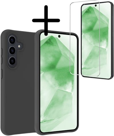 Hoesje Met Screenprotector - Geschikt voor Samsung Galaxy A56 - Sterk & Shockproof - Back Cover - Siliconen Case - Telefoon Hoes - Zwart