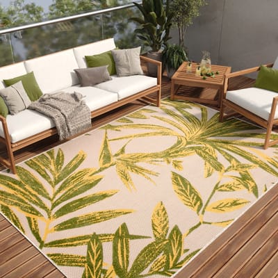 Tapiso Patio Indoor Tapijt Tuintapijt Creme Buiten Buitenkleed Planten Maat- 160x220