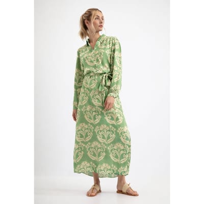 Josephine & Co Dahlia Dress Sea Green Print Maat: 36 | Maxi Jurken Outlet | Dames | Beige