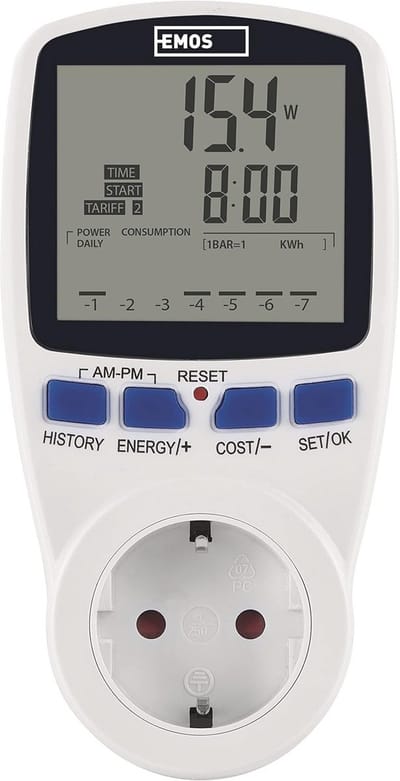 Energiekosten en Stroomverbruikmeter met LED-indicatie en Overbelastingsbeveiliging