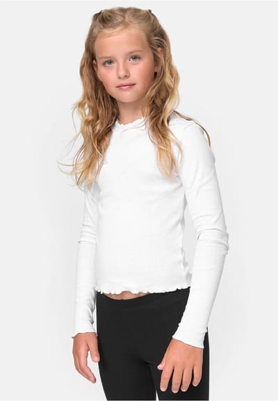 Urban Classics - Short Rib 3 Pack Kinder Longsleeve shirt - Kids 146/152 - Wit/Roze