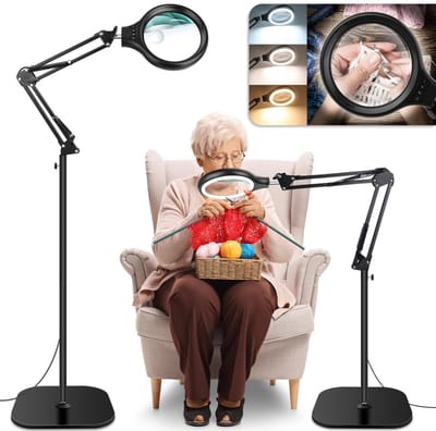 Unyqoos® Verstelbare verlichte loep met standaard voor lezen en hobby's