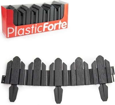 4x stuks flexibele graskant/tuin rand/kantopsluiting hekjes delen van 62 cm donkergrijs - 25 cm hoog incl pinnen